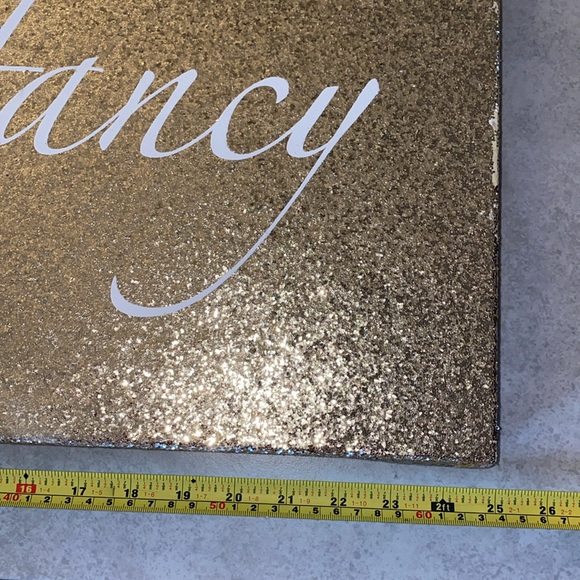 Gold glitter wall art with 'I'm so fancy' text in white.13x24in - Picture 6 of 8